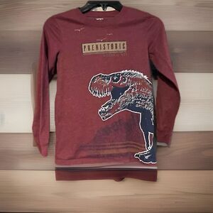 Carter's Kid Boy Size 10/10A Prehistoric Dinosaur T-Rex Graphic Long Sleeve Tee